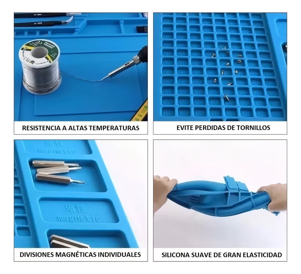 Kit Manta Antiestatica + Destornilladores Yaxun 6028 Tecnico Color Celeste